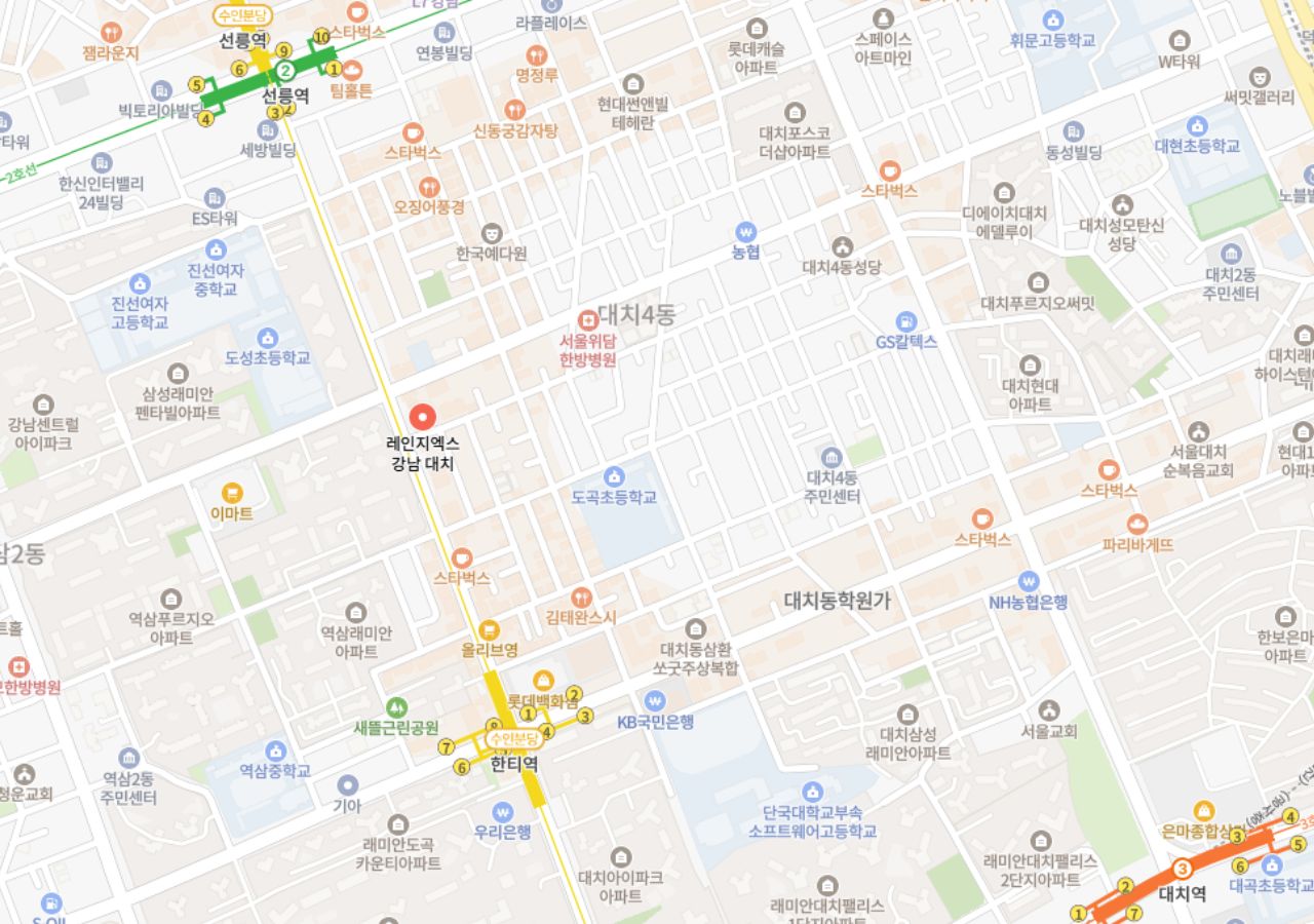 레인지엑스 대치점 지도 — 서울 강남구 대치동